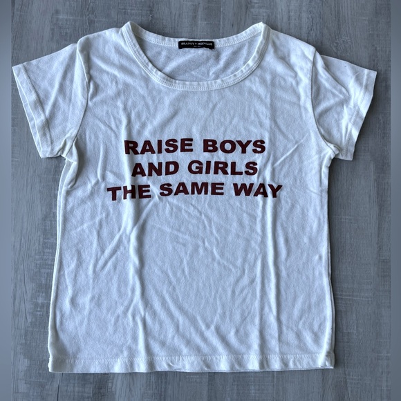 Brandy Melville Tops - BRANDY MELVILLE White Short Sleeve Graphic Tee One Size